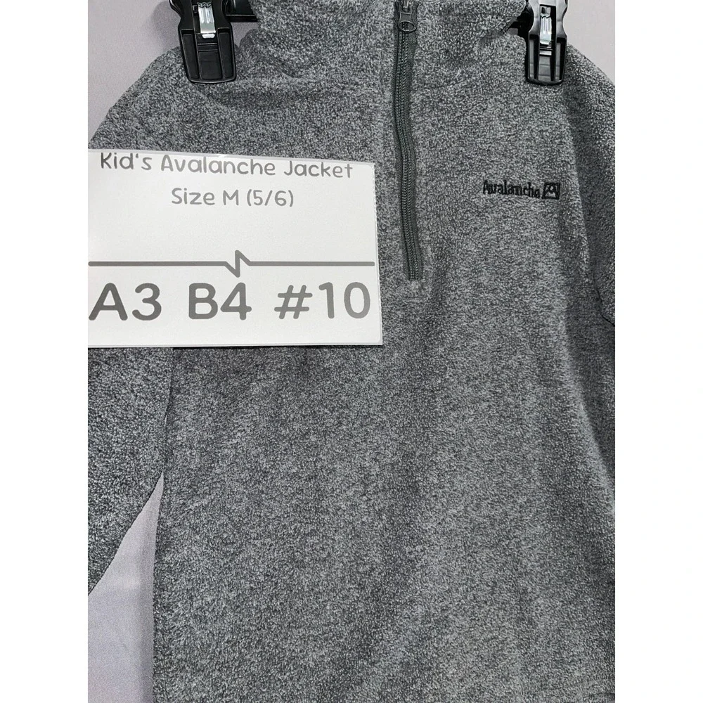 Avalanche‎ Fleece Jacket Boys M (5-6) Heather Gray Logo Mock Neck Quarter Zip